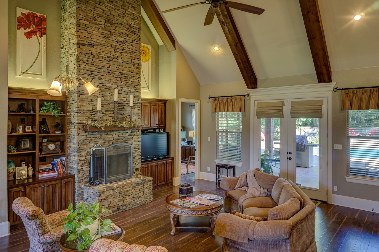 living room, fireplace, interior